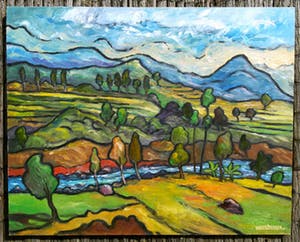 John van der Sterren - Landscape near Ngadirejo, olieverf op doek (groot) kopen? Bied vanaf 1650!