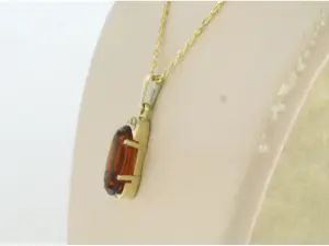 14k gouden collier met een hanger met citrien en single cut geslepen diamant kopen? Bied vanaf 190!