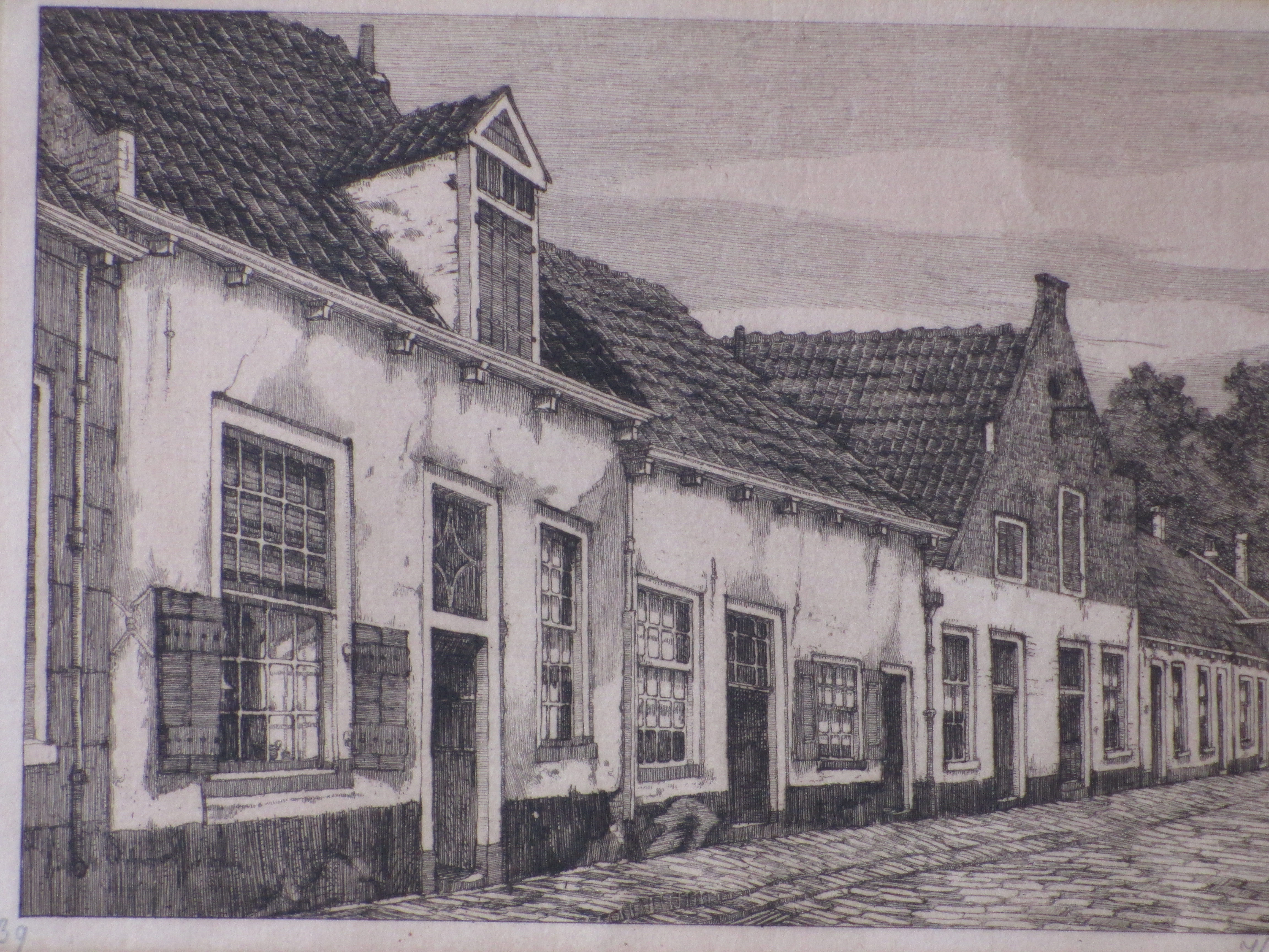 Hendrik Lesage - Straatje op Texel - Ets kopen? Bied vanaf 1!