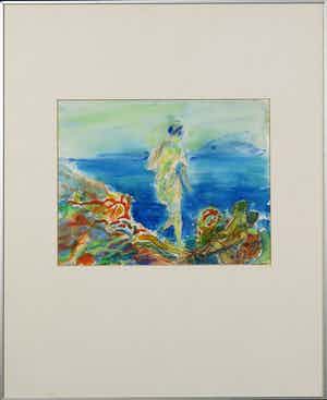 Jaap Kruijff - Aquarel, Côte d'amour - Ingelijst verkocht voor € 35!