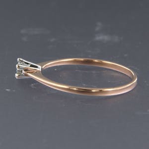 14K Goud - rood- en witgouden ring bezet met diamant - ringmaat 16 (50) kopen? Bied vanaf 55!