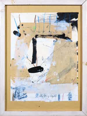 Leo de Jong - Collage en gemengde techniek, Zonder titel - Ingelijst verkocht voor € 50!