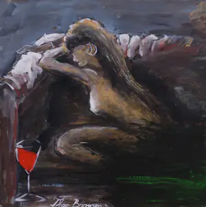 Theo Broeren - Acryl op board, Woman - Ingelijst . kopen? Bied vanaf 120!