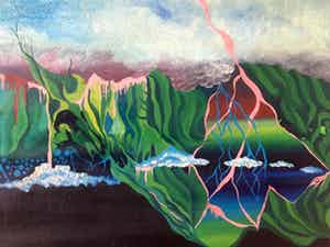 Lourens Lubbers - Surrealistische compositie - Olieverf op doek verkocht voor € 120!