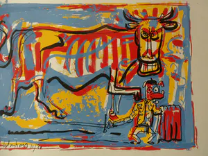 Peter Klashorst - Zeefdruk, titel. "Stierengevecht ". kopen? Bied vanaf 35!