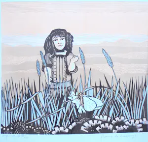 Frans de Haas - meisje met vlinder in landschap kopen? Bied vanaf 75!