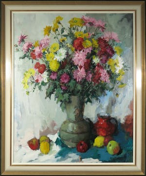 Theodorus van Oorschot - Olieverf op doek, Bloemstilleven - Ingelijst (Groot) kopen? Bied vanaf 100!