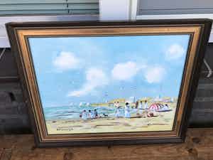 Henk Poeder - Vrolijk Strandgezicht bij Scheveningen verkocht voor € 100!