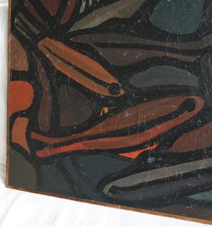 Pieter 't Hart - Ingelijst olieverf op board , “Nannostomus” (‘Potloodvissen’) – 1964 kopen? Bied vanaf 50!