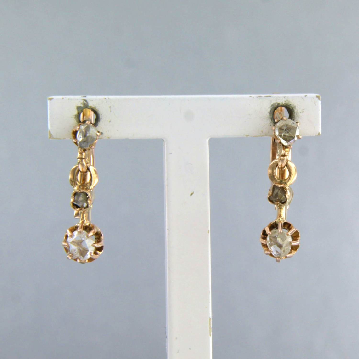 18k rosé gouden oorhangers met roos geslepen diamant tot. 0,10ct – G/H - SI kopen? Bied vanaf 320!