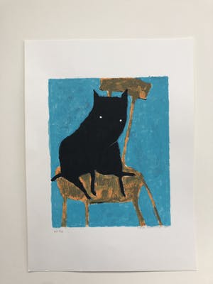 Peter Bastiaanssen - Hondje op stoel in blauwe kamer kopen? Bied vanaf 45!