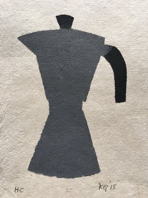 Klaas Gubbels - geschilderde sjabloondruk 'Bialetti' - 2015 kopen? Bied vanaf 195!