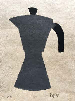 Klaas Gubbels - geschilderde sjabloondruk 'Bialetti' - 2015 verkocht voor € 195!