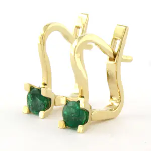 Buy 14k geel gouden solitair oorhangers bezet met smaragd tot. 0.62ct? Bid from 260!