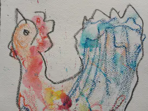 Anton Heyboer - "Kip" - Krijt en gouache op Hahnemühle papier - 30 x 22 cm. kopen? Bied vanaf 175!