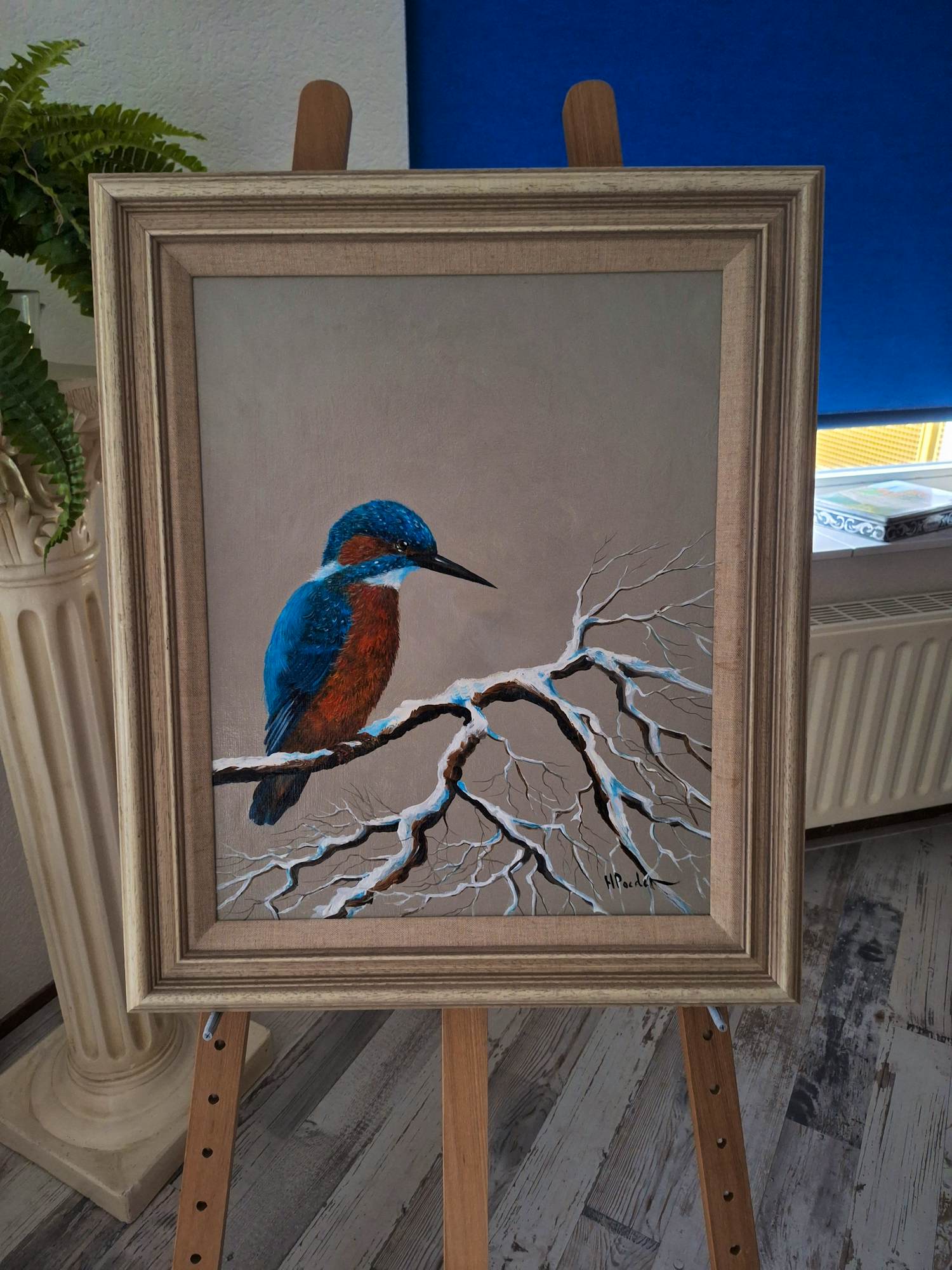 Henk Poeder - De ijsvogel op besneeuwde tak kopen? Bied vanaf 150!