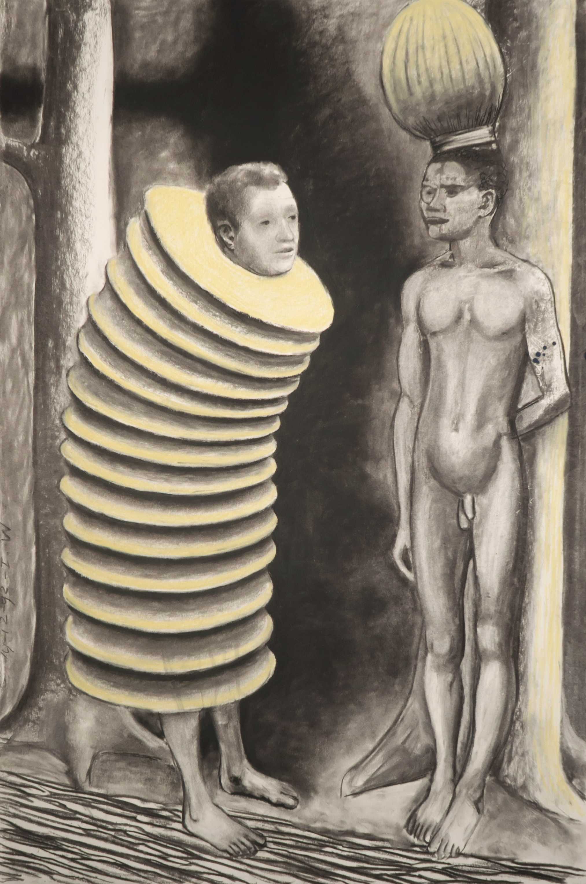 Niet of onleesbaar gesigneerd - Houtskooltekening, Zonder titel kopen? Bied vanaf 1!