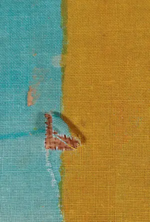 Jan van den Bergh - Monoprint op textiel, Warme stad kopen? Bied vanaf 1!