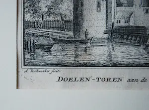 Abraham Rademaker - De Doelentoren, Amsterdam -18e eeuwse gravure - kopen? Bied vanaf 1!