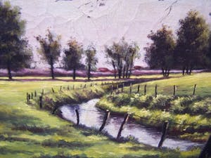 Joseph Gregoire - Landschap met beek en wilgen. kopen? Bied vanaf 40!