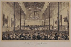 Jan Dam Steuerwald - Gravure, Muziekgebouw van binnen, bij avond kopen? Bied vanaf 1!