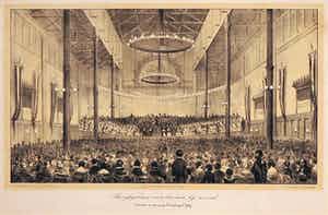 Jan Dam Steuerwald - Gravure, Muziekgebouw van binnen, bij avond verkocht voor € 1!