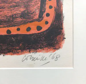 Corneille - Femme et oiseau rouge, litho kopen? Bied vanaf 295!