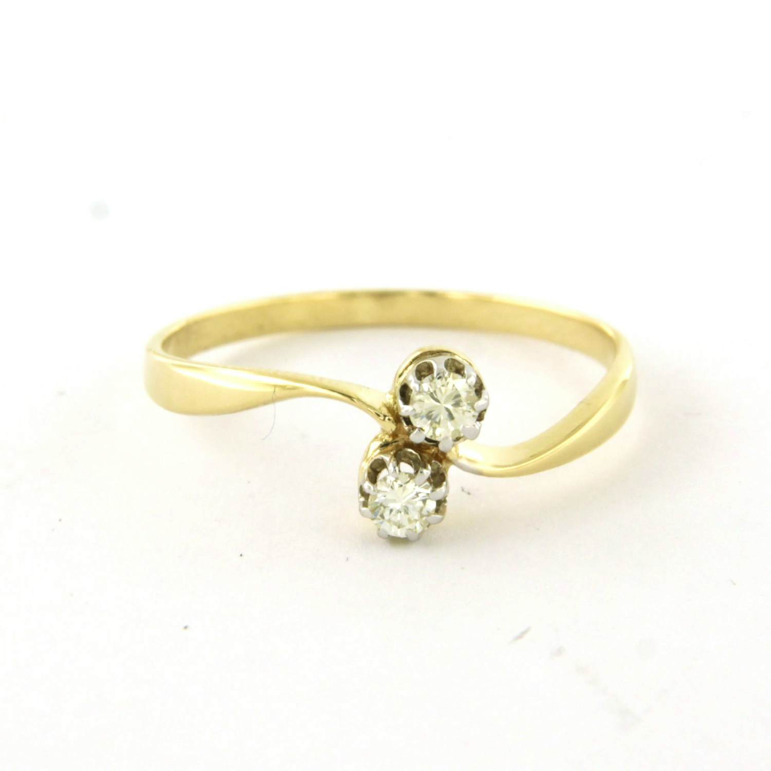 14k geel gouden ring met briljant geslepen diamant tot. 0.14ct – F/G - VS/SI kopen? Bied vanaf 185!