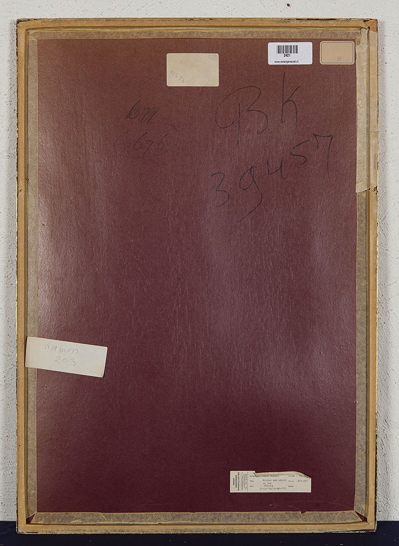 Java Bryant - Mother and child on top - Aquarel en vernis op onbekende ondergrond - BKR Elburg kopen? Bied vanaf 10!