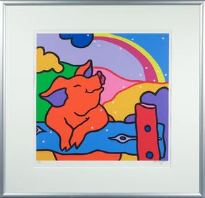 Shunyam - Zeefdruk, Arthur op hek - Ingelijst kopen? Bied vanaf 50!