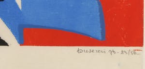 Jef Diederen - Houtsnede op rijstpapier, Abstracte compositie - Ingelijst kopen? Bied vanaf 50!