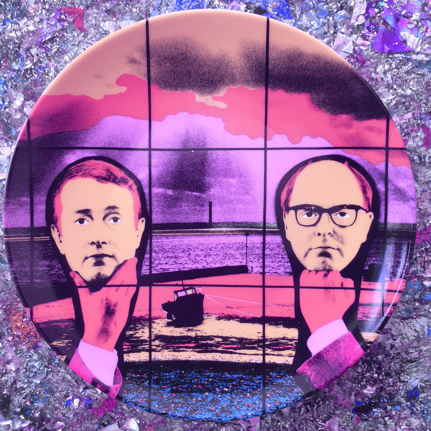 Gilbert & George - Light Headed - Limoges porseleinen bord uit 1991 - Ligne Blanche verkocht voor € 85!