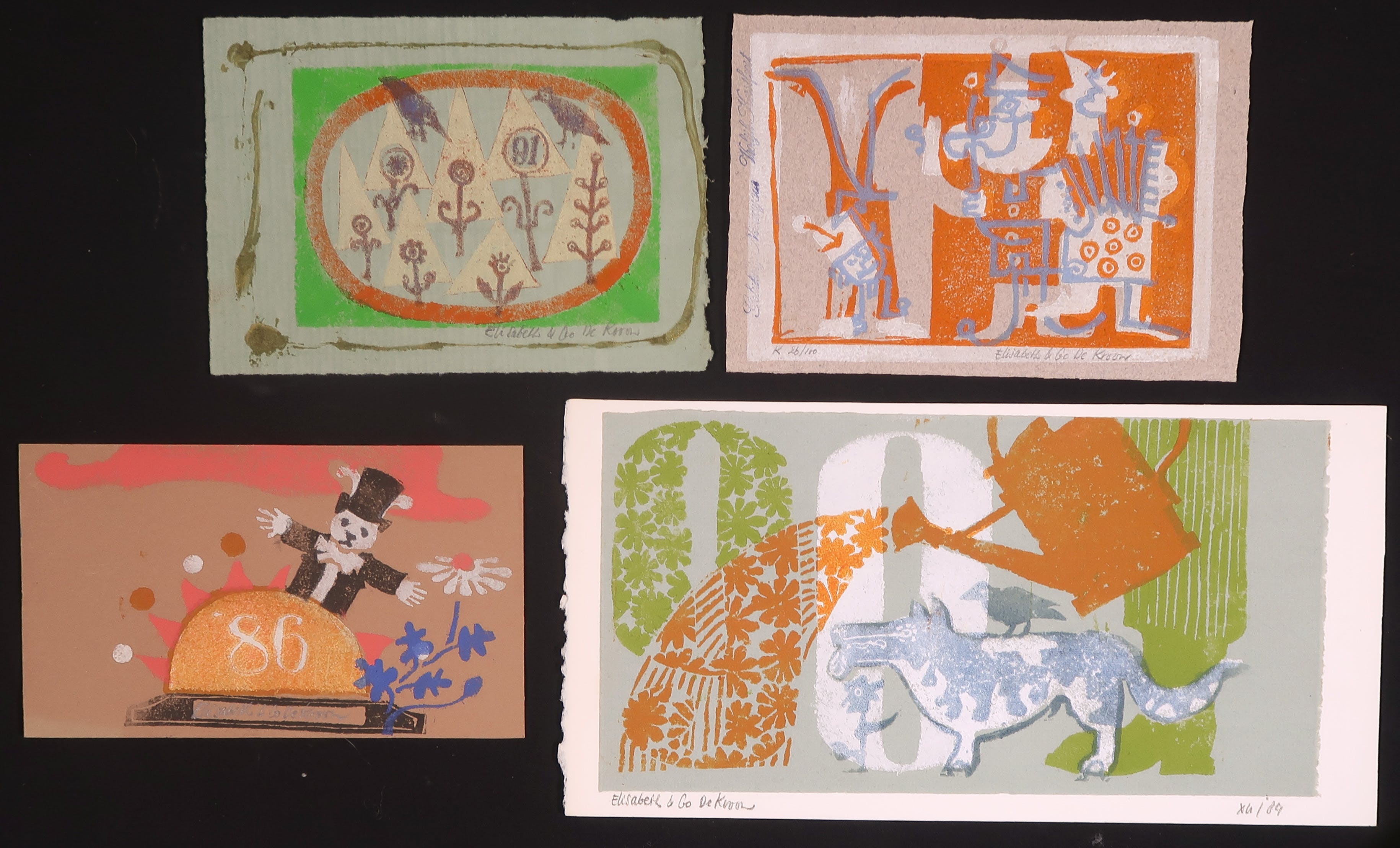 Go de Kroon - Lot met 4 linosnede's, Zonder titel kopen? Bied vanaf 20!