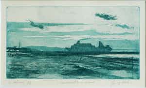 Huub Scheres - Ets , Aankomst in de avond – gesigneerd & ingelijst – 1979 – nr 2 van 10 verkocht voor € 10!