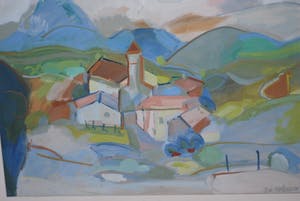 Niek Molenaar - (Grieks) bergdorpje - ingelijste gouache uit 1966 kopen? Bied vanaf 125!