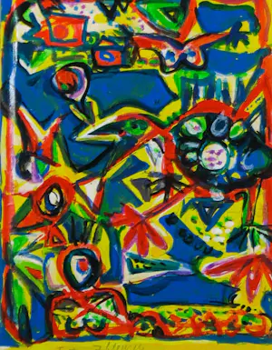 Gertie Janssen - Gouache en potlood op papier, Drieluik, I, II, III - Ingelijst kopen? Bied vanaf 100!
