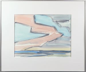 Paul Overhaus - Aquarel, Roze wolk - Ingelijst kopen? Bied vanaf 50!