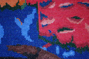 Wolf Reuther - Vrouw staand aan een piano - mooi ingelijst borduurwerk kopen? Bied vanaf 80!