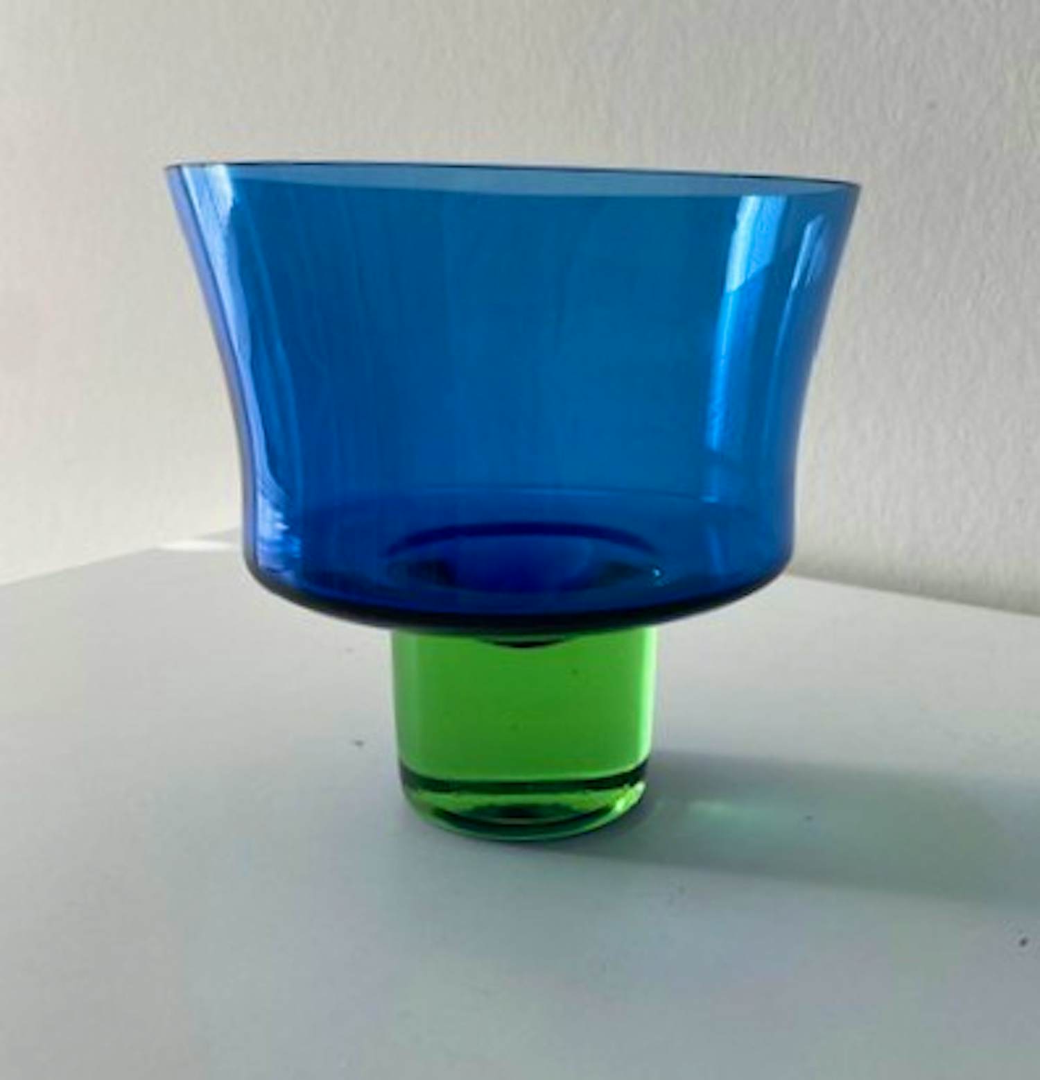 Bo Borgstrom - Prachtige Scandinavische glazen vaas / schaal in blauw en groen / Aseda Sweden. kopen? Bied vanaf 49!