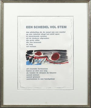Corneille - en Bert Schierbeek - Zeefdruk en passage uit Een schedel vol stem - Ingelijst kopen? Bied vanaf 100!
