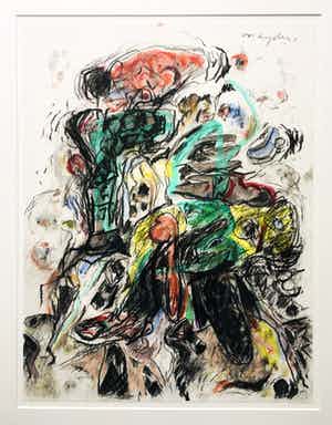 Ad Snijders - gemengde techniek op papier - ingelijst - 1985 verkocht voor € 395!