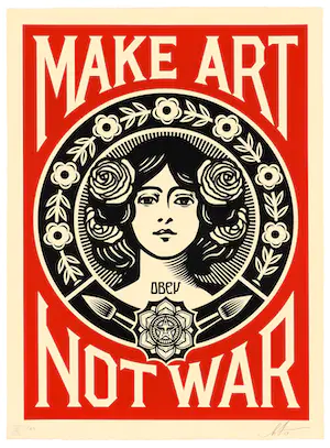 Shepard Fairey - Litho MAKE LOVE NOT WAR kaufen? Bieten Sie von 14!