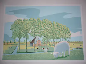 Marcus van Hoorn - Zeefdruk, Titel, "Hollandse Pyramide". kopen? Bied vanaf 35!