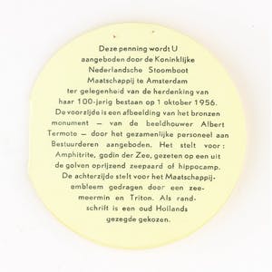 Albert Termote - Bronzen penning: 100-jarig bestaan K.N.S.M. te Amsterdam, 1956 kopen? Bied vanaf 75!