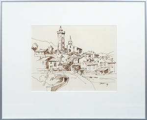 Piet Snoeren - Pentekening, Dorpsgezicht kopen? Bied vanaf 1!