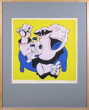 Jan Sierhuis - Zeefdruk, Gebalde vuisten - Ingelijst kopen? Bied vanaf 60!