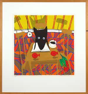 Peter Bastiaanssen - Zeefdruk, Zonder titel 1 - Ingelijst verkocht voor € 80!