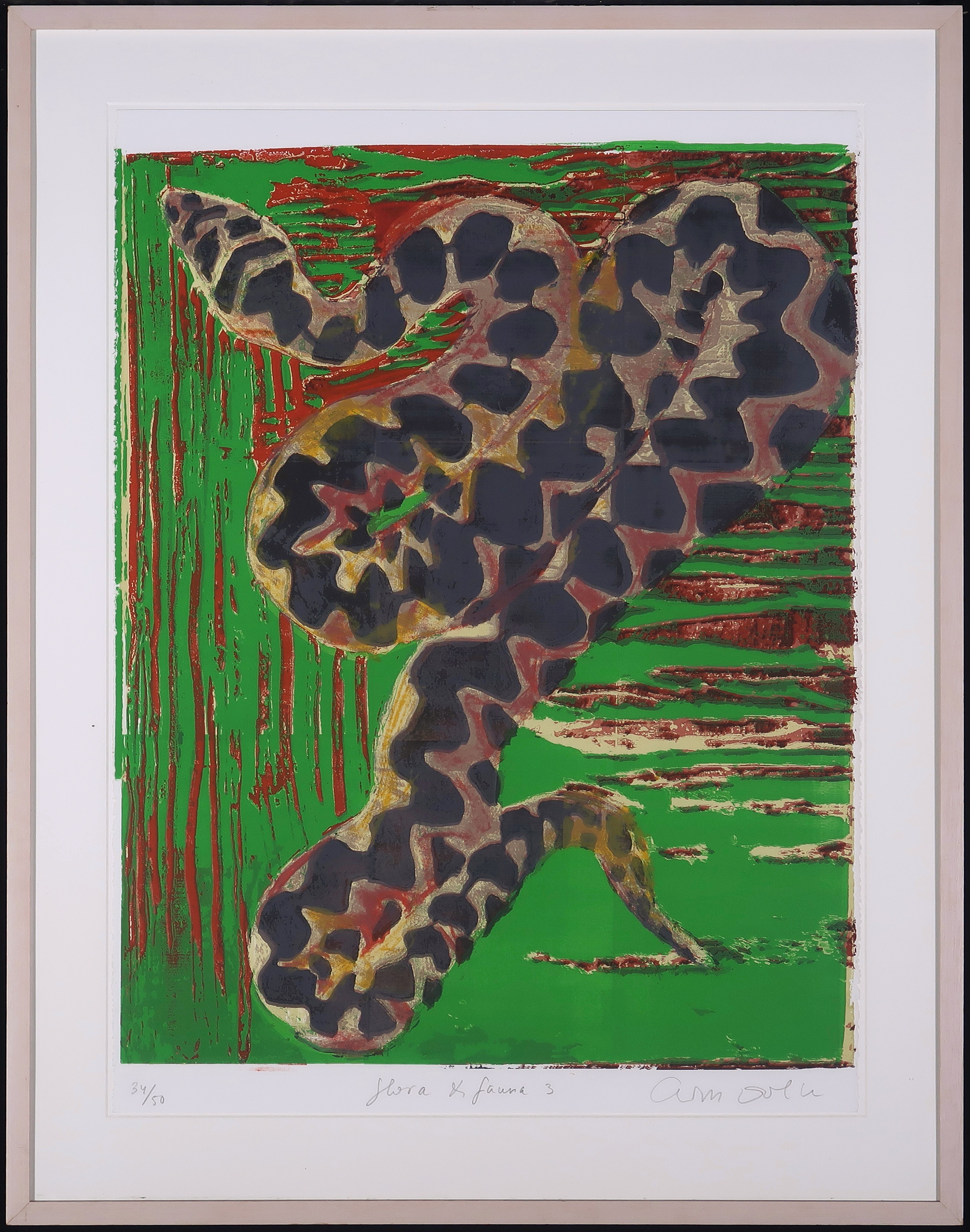 Cees Dolk - Zeefdruk, Flora en fauna 3 - Ingelijst verkocht voor € 35!