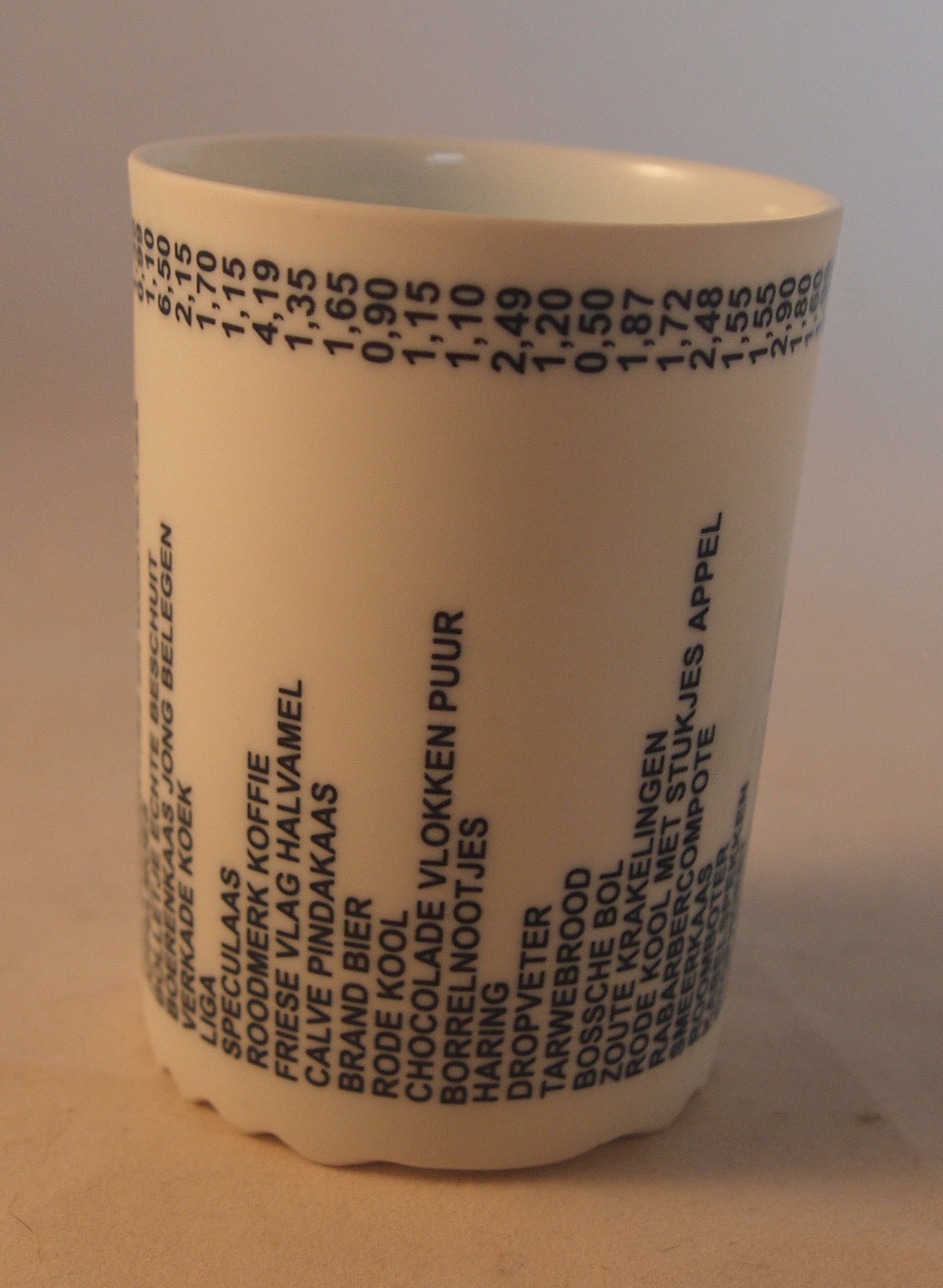 Niet of onleesbaar gesigneerd - Studio biscuit porseleinen beker "boodschappenlijst" kopen? Bied vanaf 1!