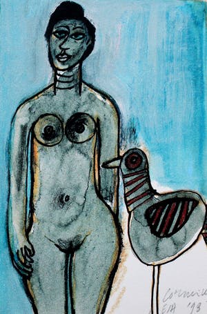 Corneille - Zeefdruk: naakte dame met vogel- 1998 kopen? Bied vanaf 100!